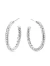 David Yurman Sterling Silver Pavé Diamond Hoop Earrings (25.4mm) In Silver