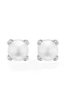 David Yurman Sterling Silver Pearl And Diamond Earrings In White