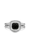 David Yurman Sterling Silver Petite Albion Onyx And Diamond Ring In Silver
