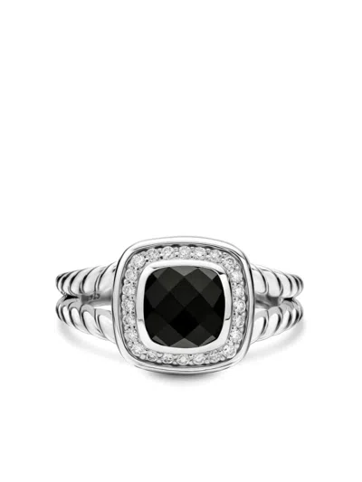 David Yurman Sterling Silver Petite Albion Onyx And Diamond Ring
