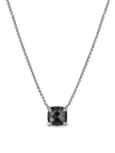 David Yurman Chatelaine Diamond Pendant Necklace In Black