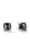 David Yurman Sterling Silver Chatelaine Onyx And Diamond Stud Earrings In Black