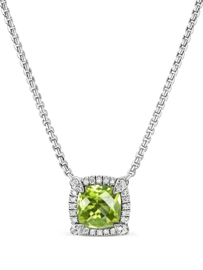 David Yurman Sterling Silver Petite Chatelaine Peridot And Diamond Necklace