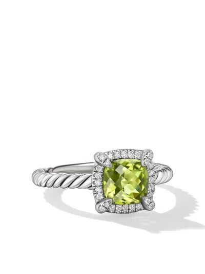 David Yurman Sterling Silver Petite Chatelaine Peridot And Diamond Ring