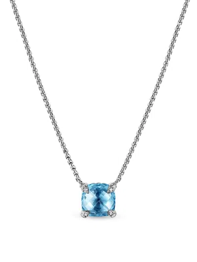 David Yurman Chatelaine Diamond Pendant Necklace In Blue