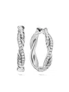 David Yurman Sterling Silver Petite Infinity Diamond Earrings In Silver