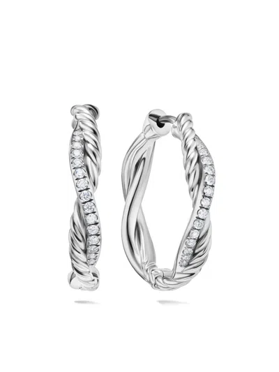 David Yurman Sterling Silver Petite Infinity Diamond Earrings