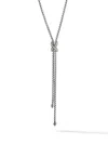 David Yurman Sterling Silver Petite X Diamond Necklace In Silver