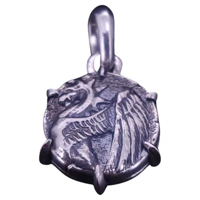 Pre-owned David Yurman Sterling Silver Petrvs Dragon Coin Amulet Pendant In Multi