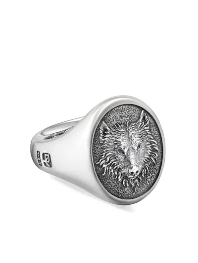 David Yurman Sterling Silver Petrvs Wolf Signet Ring