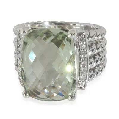 David Yurman Sterling Silver Prasiolite And Diamond Wheaton Ring