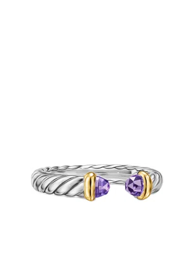 David Yurman Sterling Silver Rope-detailed Amethyst Ring