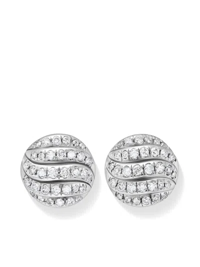 David Yurman Sterling Silver Sculpted Cable Diamond Earrings