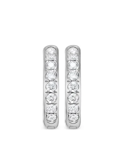 David Yurman Sterling Silver Sculpted Cable Diamond Huggie Hoop Earrings (13mm)