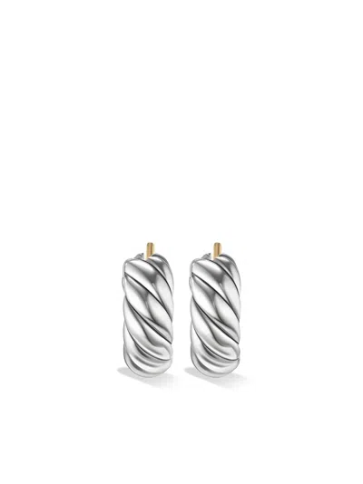 David Yurman Sterling Silver Sculpted Cable Hoop Earrings