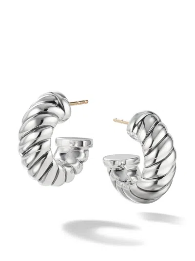 DAVID YURMAN STERLING SILVER SCULPTED CABLE SHRIMP EARRINGS (20.5MM)