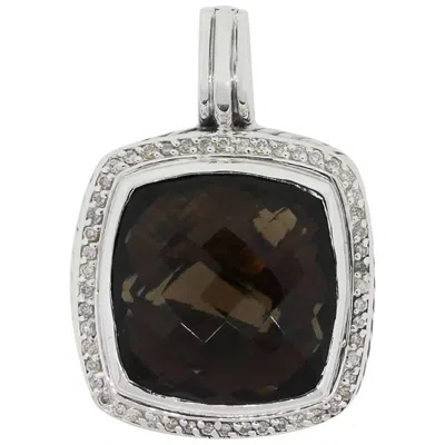 Pre-owned David Yurman Sterling Silver Smoky Quartz And Diamond Albion Pendant In Multi