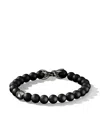 David Yurman Men's Spiritual Bead Black Diamond, Black Onyx & Sterling Silver Bracelet In Silver