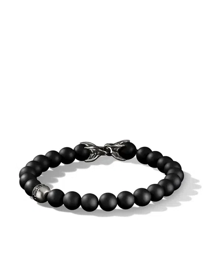 David Yurman Men's Spiritual Bead Black Diamond, Black Onyx & Sterling Silver Bracelet