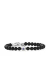 David Yurman Spiritual Beads Onyx And Sapphire Bracelet In Silver