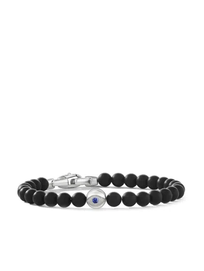 David Yurman Spiritual Beads Onyx And Sapphire Bracelet In Silver
