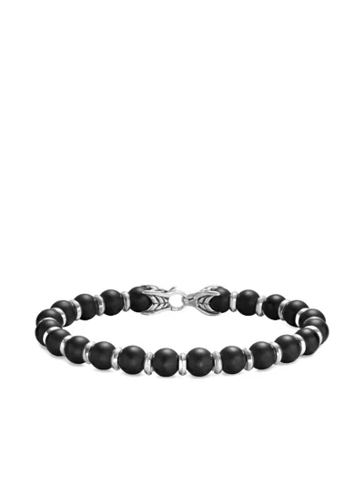 David Yurman Sterling Silver Spiritual Beads Onyx Bracelet In Blue