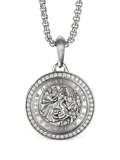 David Yurman Sterling Silver St. Christopher Diamond Pendant
