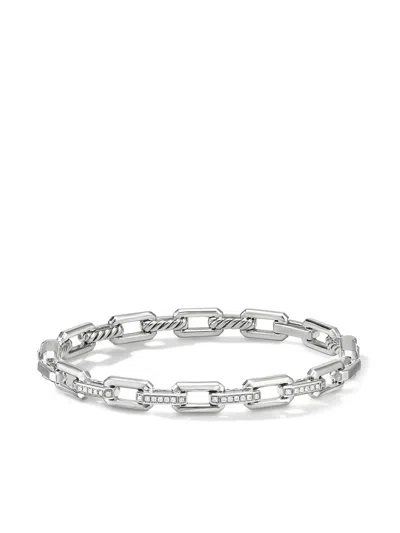 David Yurman Sterling Silver 7mm Stax Small Link Diamond Bracelet
