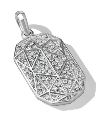 David Yurman Torqued Sterling Silver Diamond Tag Pendant