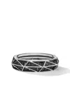 David Yurman Torqued Sterling-silver Black Diamond Ring In Silver