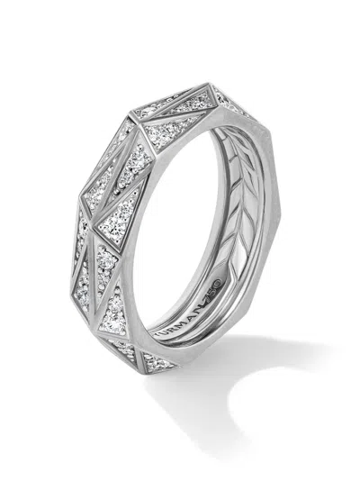 David Yurman 6mm Sterling Silver Torqued Diamond Ring