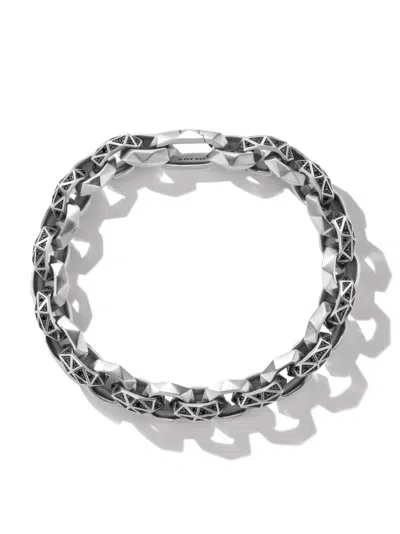 David Yurman Sterling Silver Torqued Faceted Diamond Bracelet
