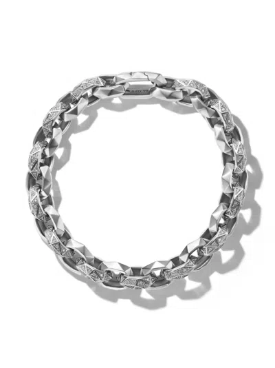 David Yurman Sterling Silver Torqued Faceted Diamond Bracelet