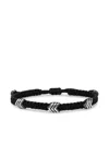 David Yurman Sterling Silver Woven Onyx Bracelet In Silver