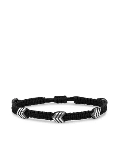 David Yurman Sterling Silver Woven Onyx Bracelet