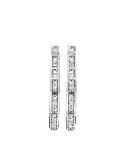 David Yurman Sterling Silver Stax Diamond Hoop Earrings