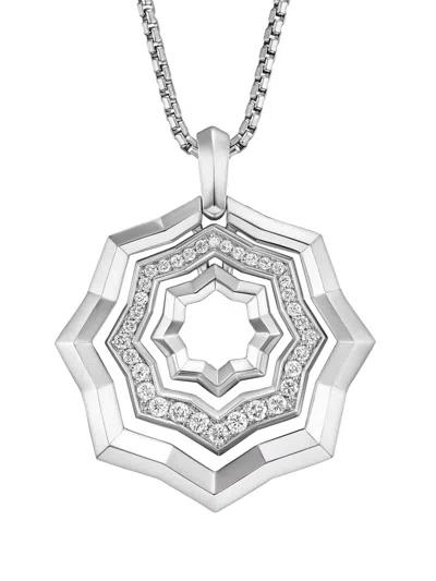 David Yurman Sterling Silver Stax Diamond Pendant Necklace