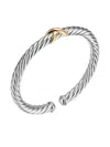 David Yurman Sterling Silver/14k Yellow Gold Cable Flex® X Bracelet In Metallic