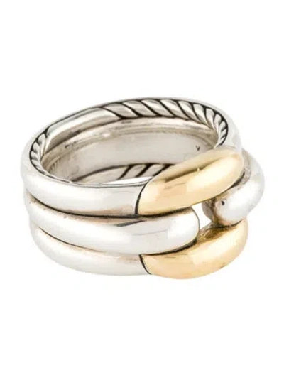 Pre-owned David Yurman Thoroughbred Cushion Link Ring In Multi