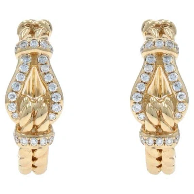 Pre-owned David Yurman Thoroughbred Loop Hoop Diamond Earrings Yellow Gold 18k .25ctw Knot