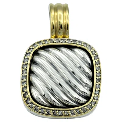 Pre-owned David Yurman Thoroughbred Pendant With Diamonds Silver And 18 Karat Yellow Gold