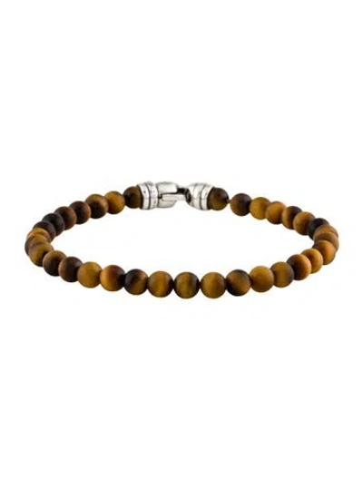 Pre-owned David Yurman Tiger's Eye Quartz Spiritual Bead Bracelet, 8.5" In Multi