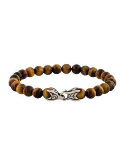 Pre-owned David Yurman Tiger's Eye Quartz Spiritual Beads Bracelet, 7.5" In Multi