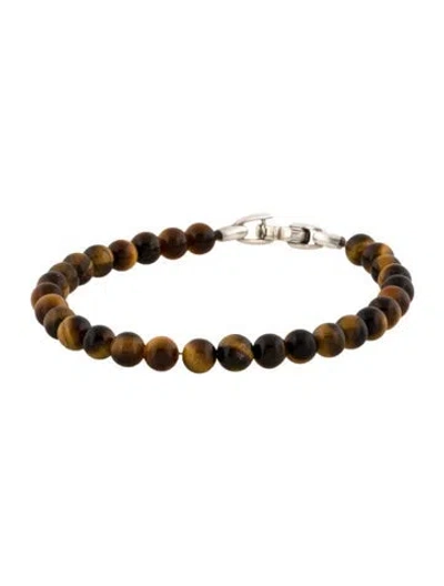 Pre-owned David Yurman Tiger's Eye Quartz Spiritual Beads Bracelet, 8" In Multi