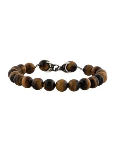 Pre-owned David Yurman Tiger's Eye Quartz Spiritual Beads Bracelet, 8" In Multicolor