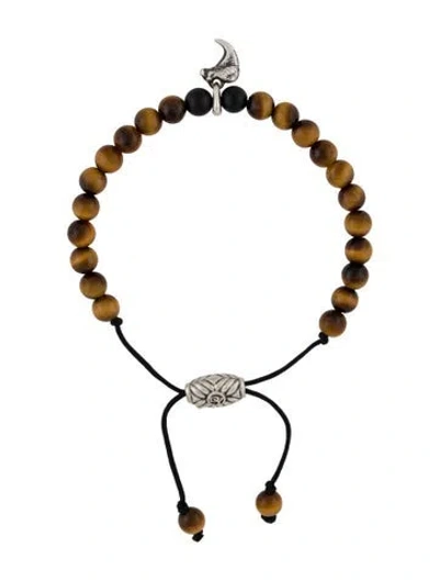 Pre-owned David Yurman Tigers Eye Shark Tooth Charm Bracelet, 10" In Multi