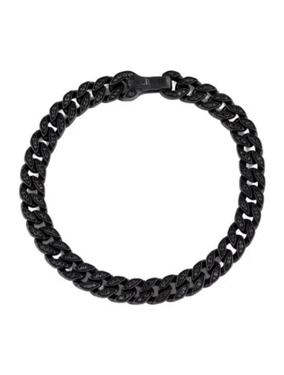 Pre-owned David Yurman Titanium Diamond Curb Chain Bracelet, 7.75" In Multi