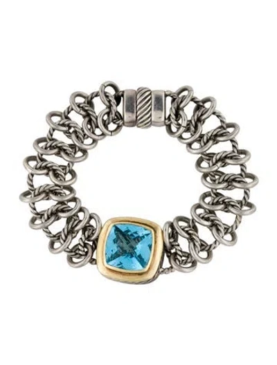 Pre-owned David Yurman Topaz Albion Circle Link Station Bracelet, 6" In Multi