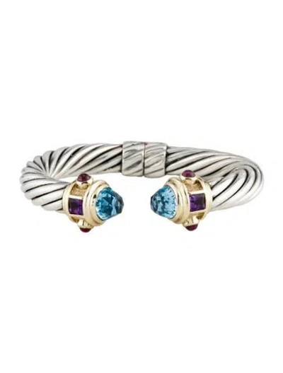 Pre-owned David Yurman Topaz, Amethyst & Tourmaline Renaissance® Classic Cable Bracelet, 6.5" In Multi