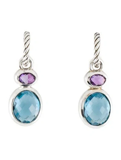 Pre-owned David Yurman Topaz & Amethyst Drop Earrings In Multi